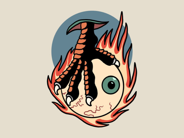 Flaming claw t shirt graphic design