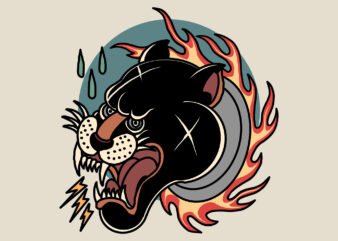 flaming panther t shirt graphic design