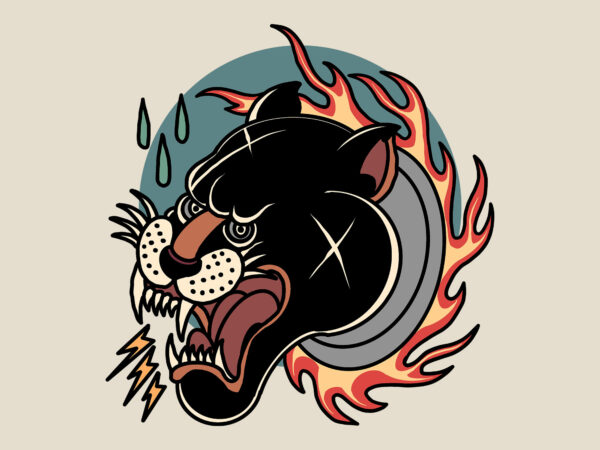Flaming panther t shirt graphic design