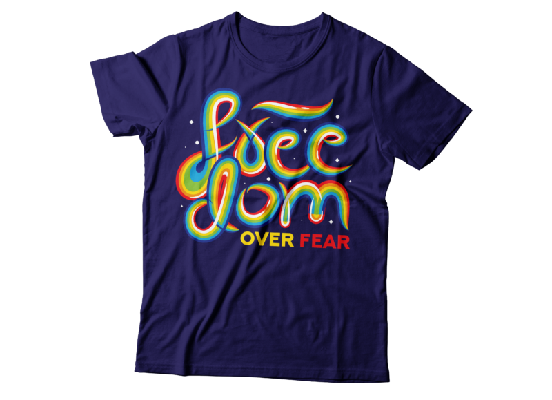 freedom over fear rainbow typography design | NO fear