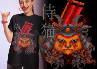 neko samurai T shirt vector artwork