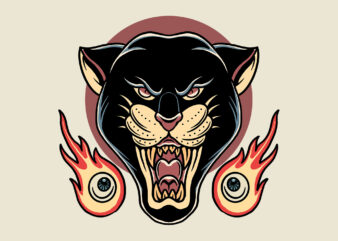 panther and flames