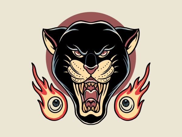 Panther and flames t shirt illustration