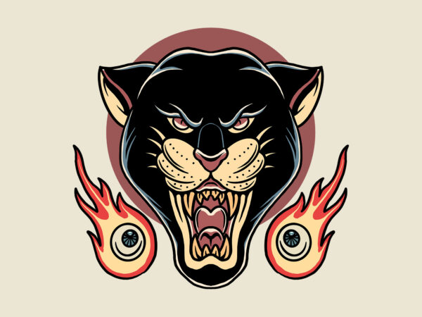 Panther and flames t shirt illustration