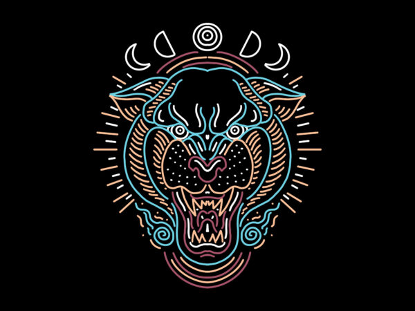 Traditional panther line art t shirt designs for sale