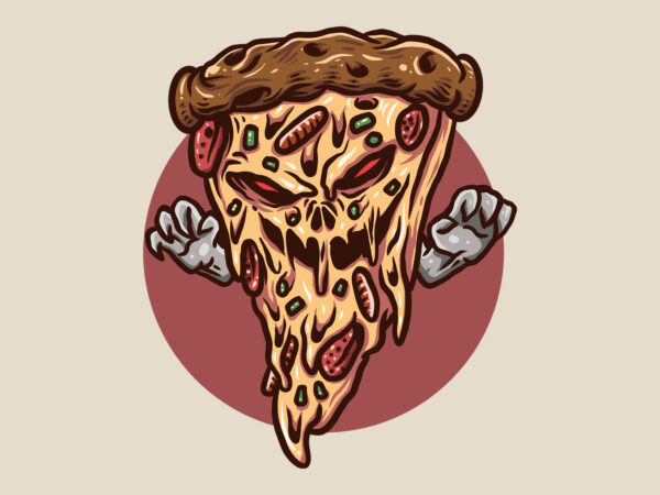 Pizza ghost t shirt illustration