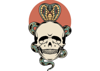 skull and cobra t shirt template vector