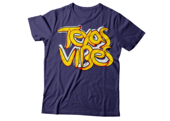 Texas vibes graffiti style yellow type style | we love texas t shirt designs for sale