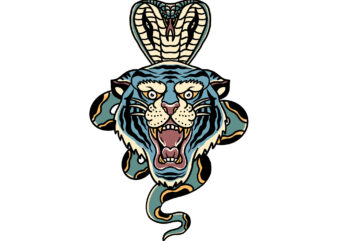 tiger and cobra t-shirt design for sale