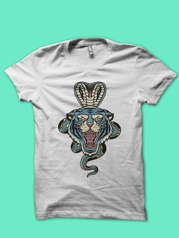 tiger and cobra t-shirt design for sale