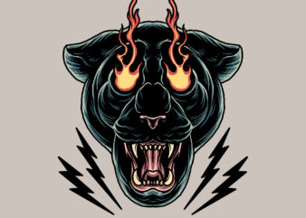 anger of panther t shirt vector