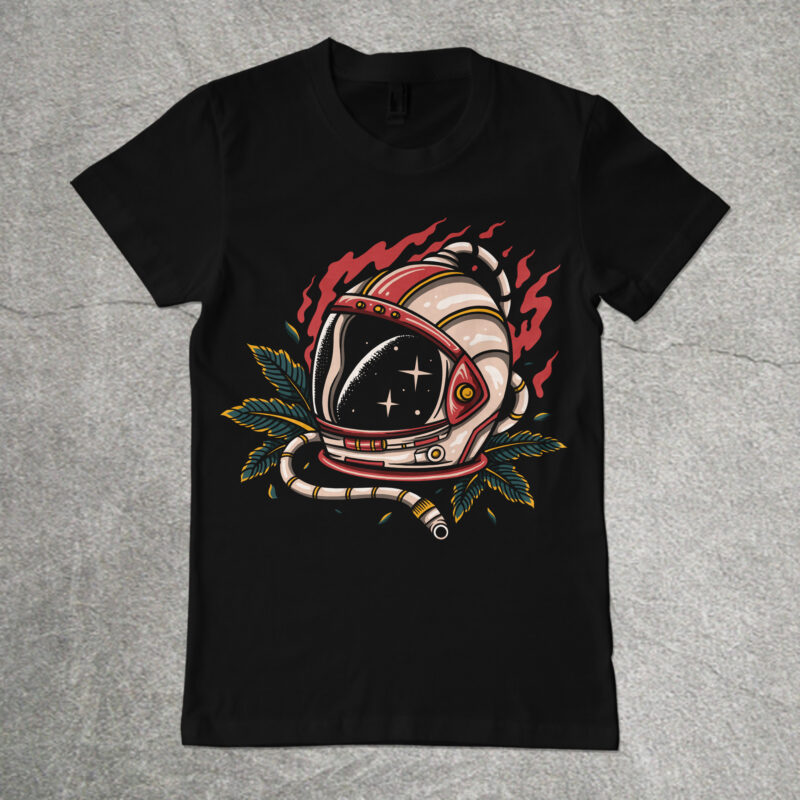 Astronaut helmet traditional style t-shirt design