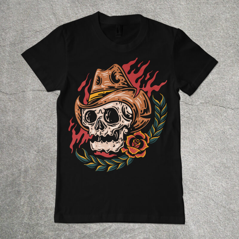 The cowboy skull t-shirt design - Buy t-shirt designs