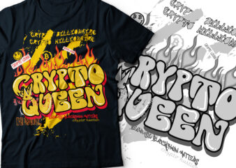 crypto queen with crown streetwear typography design | graffiti streetwear design