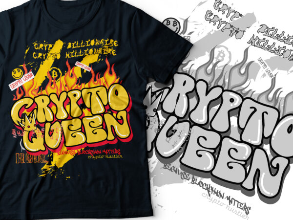 Crypto queen with crown streetwear typography design | graffiti streetwear design