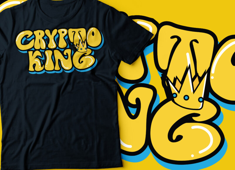 crypto king with crown typography design