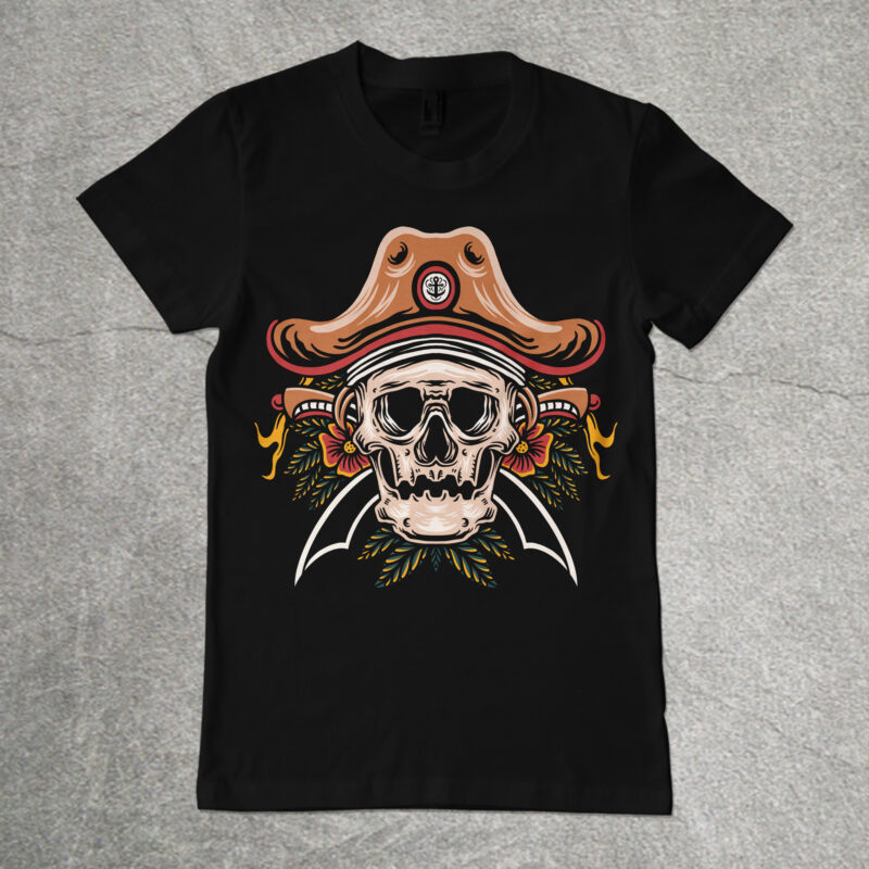 Death pirates illustration t-shirt design