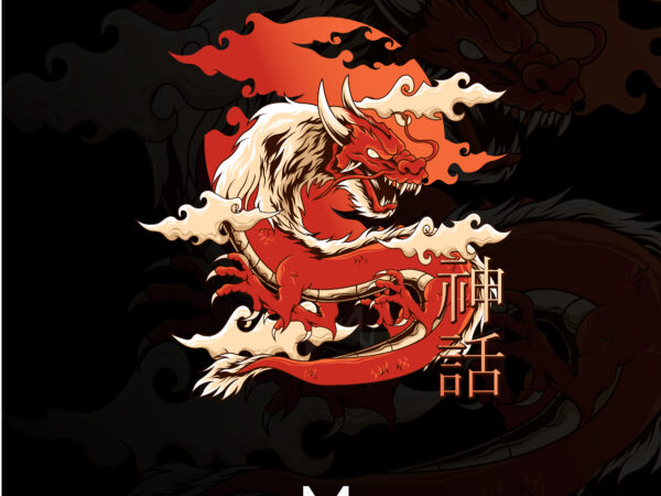 Dragon japanese style t shirt vector illustration