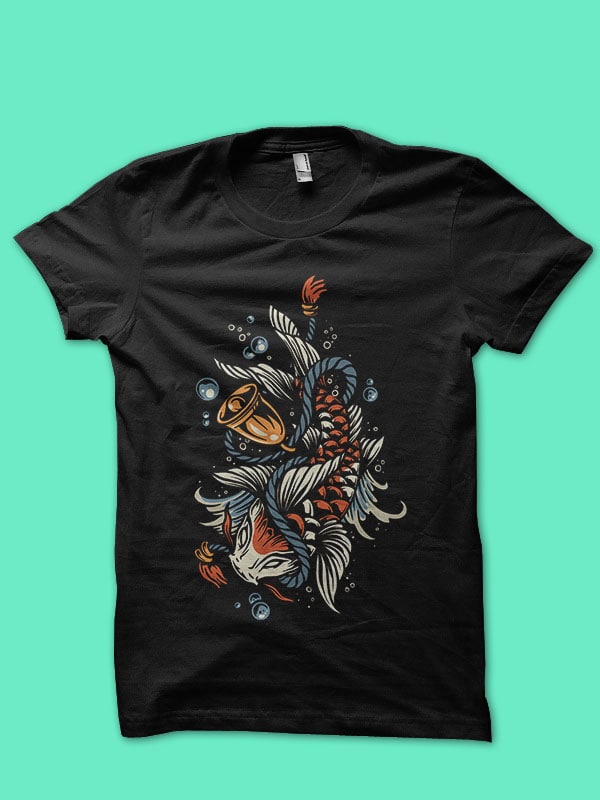 koi fish t-shirt design for sale