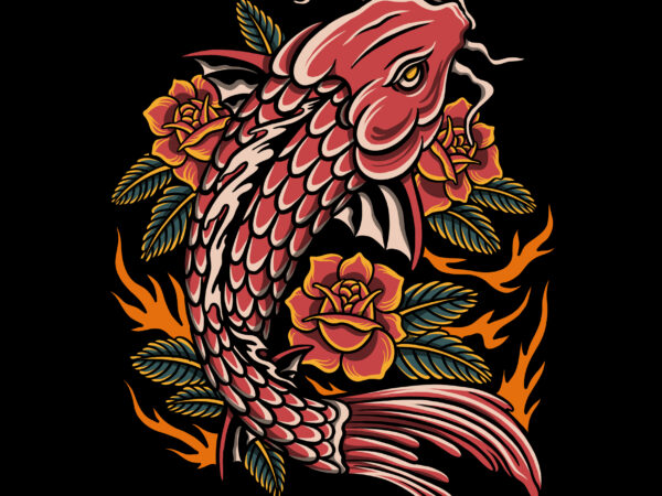 Koi traditonal t-shirt illustration