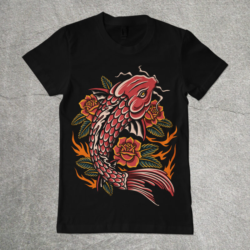 Koi traditonal t-shirt illustration