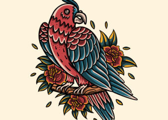 Parrot and rose illustration design