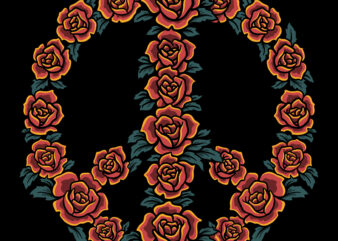 Rose peace logo tshirt design