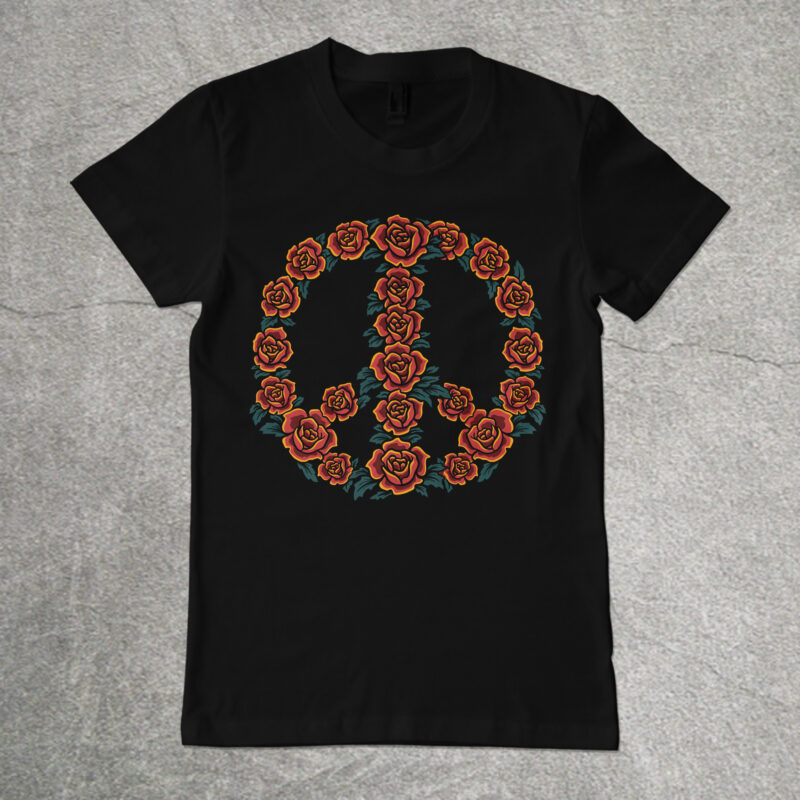 Rose peace logo tshirt design