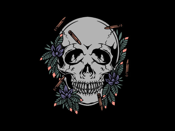 Skull and bullets t shirt template vector