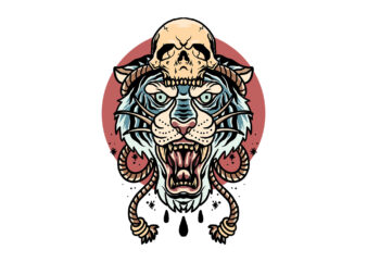 tiger and skull t shirt designs for sale
