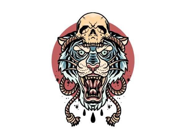 Tiger and skull t shirt designs for sale