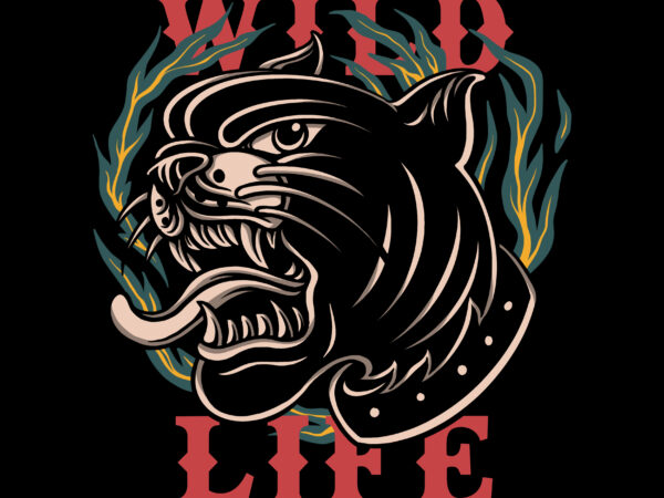 Wild life panther tshirt design