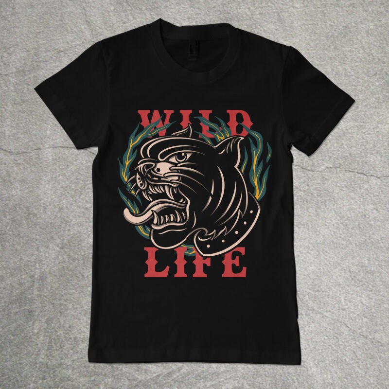Wild life panther tshirt design