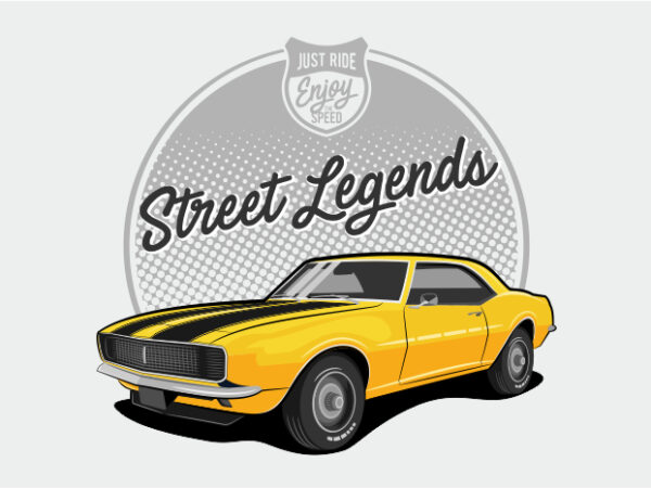 Muscle car yellow – street performance t shirt designs for sale
