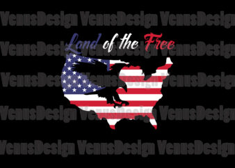Land Of The Free Eagle American Flag Map Editable Design