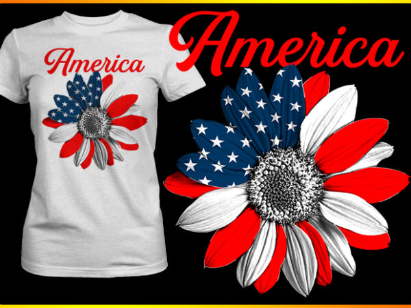 America sun flower t shirt vector