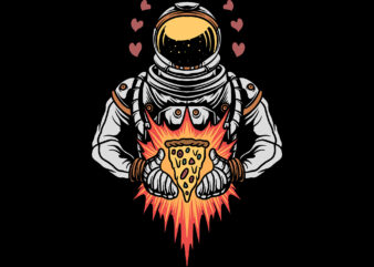 astronaut and pizza t shirt vector