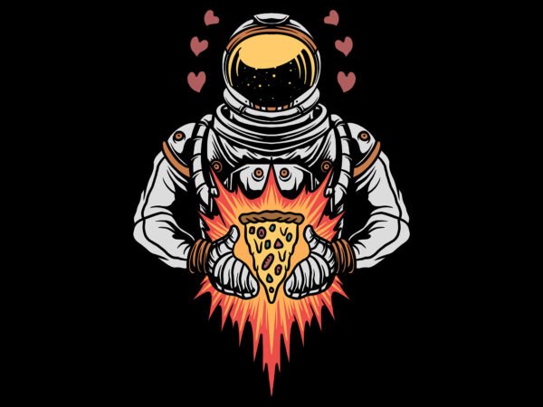 Astronaut and pizza t shirt vector