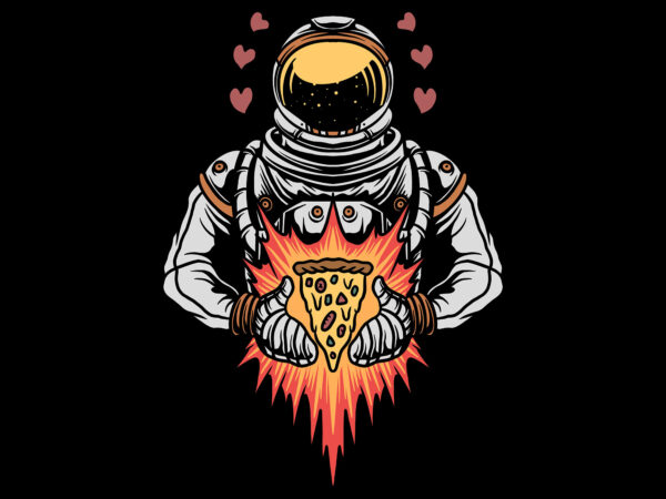 Astronaut and pizza t shirt vector