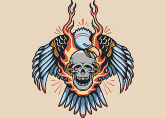 eagle and skull vector clipart