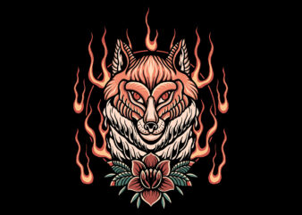 flaming fox t shirt graphic design