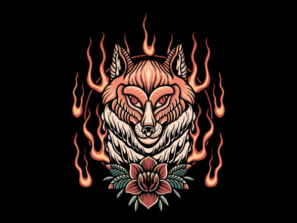 Flaming fox t shirt graphic design