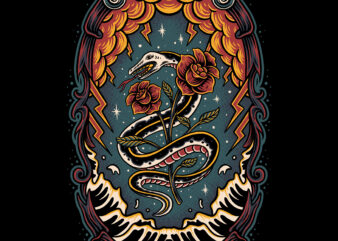 Magical snake illustration design for t-shirt