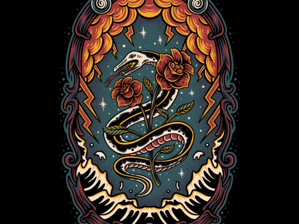 Magical snake illustration design for t-shirt