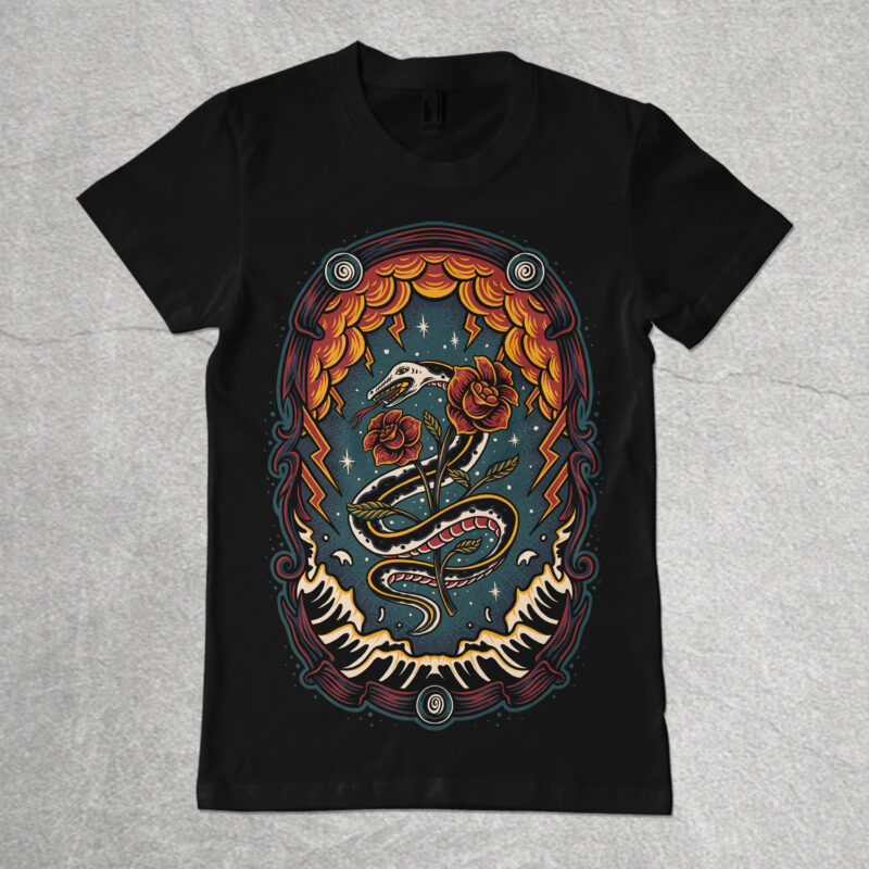 Magical snake illustration design for t-shirt