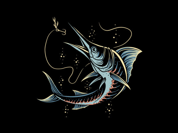 marlin fishing 1 t shirt designs for sale