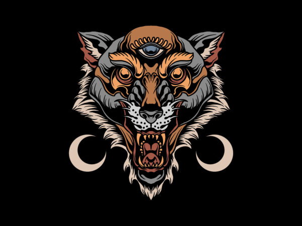 Neo traditional wolf T shirt vector artwork
