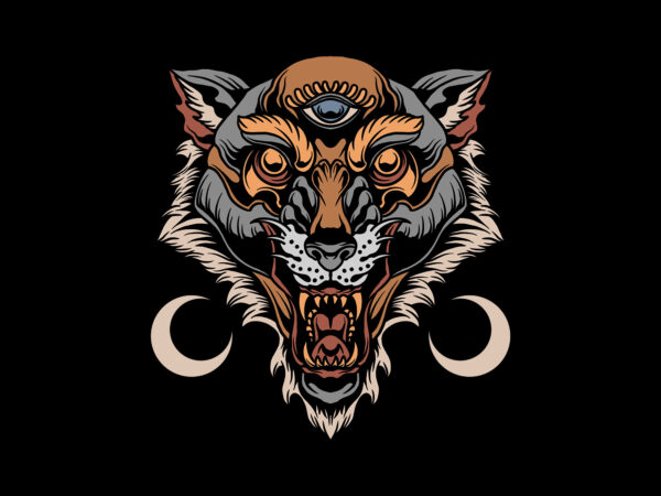 Neo traditional wolf T shirt vector artwork