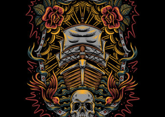 Old ship pirates t-shirt design