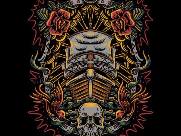 Old ship pirates t-shirt design